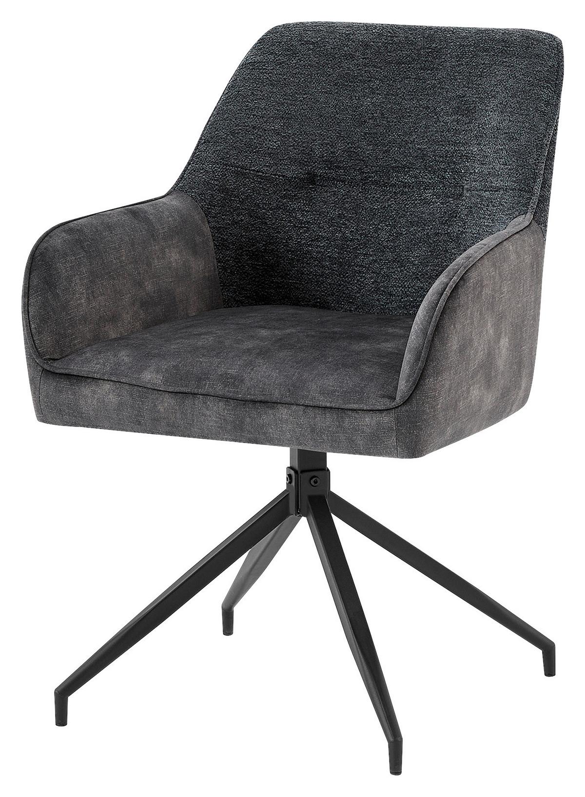 Stuhlset JACKY Anthrazit, Samt - Anthrazit/Schwarz, MODERN, Textil/Metall (62/87/56cm) - MID.YOU