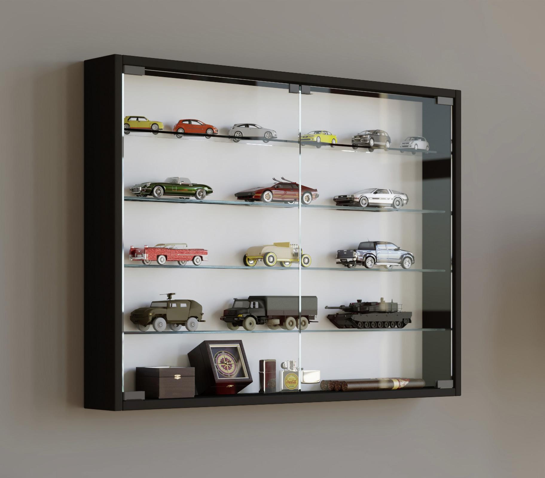 Hängevitrine in Schwarz Mandosa L - Transparent/Schwarz, KONVENTIONELL, Glas/Holzwerkstoff (80/60/10cm) - MID.YOU