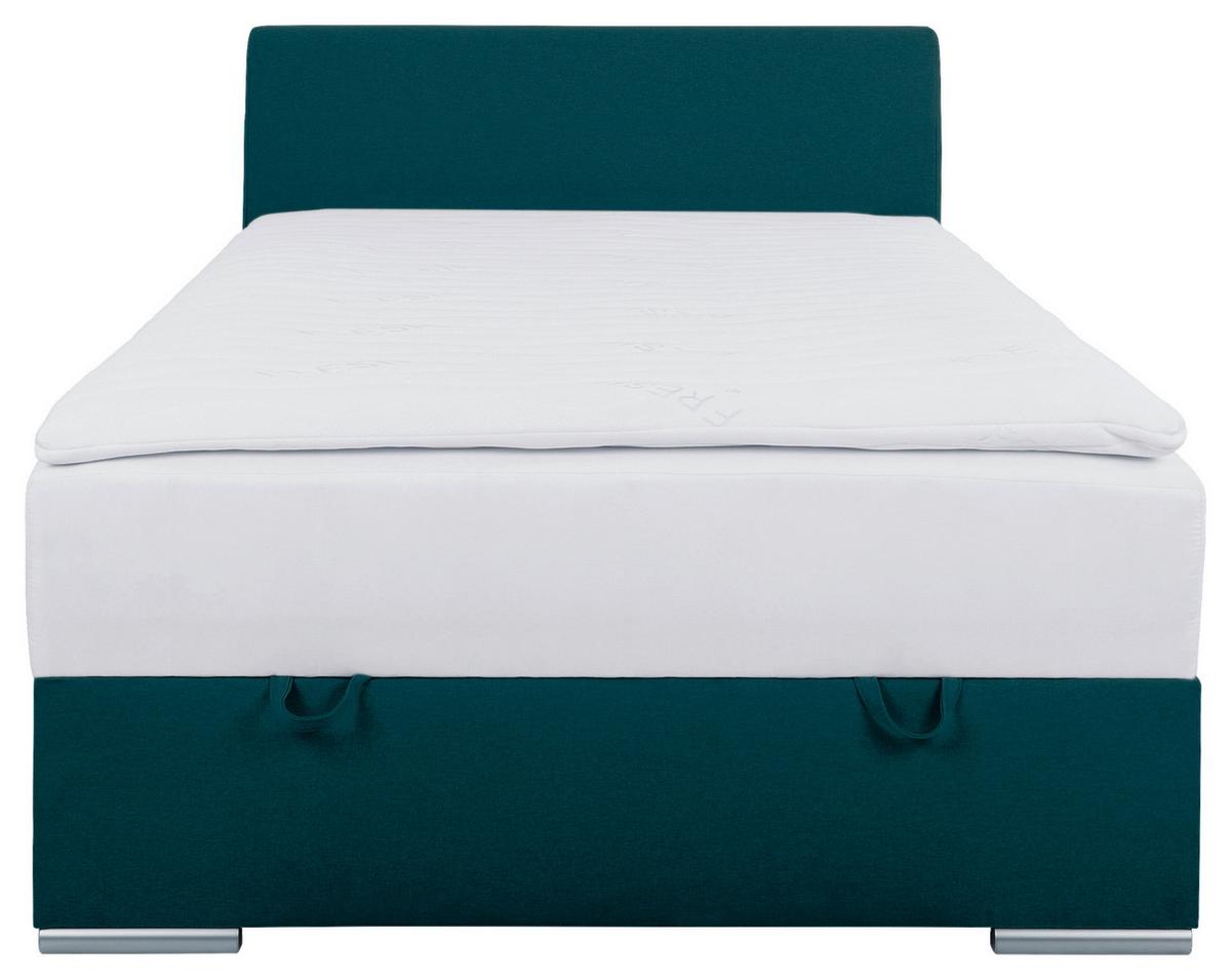 Tapecirani Krevet Cosi - boje petroleja/boje kroma, Konvencionalno, drvo/metal (120/200cm)