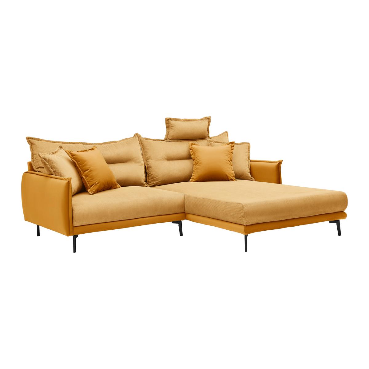 Ecksofa Nuovo Gelb - Gelb/Schwarz, MODERN, Textil/Metall (245/72-113/190cm) - Mömax