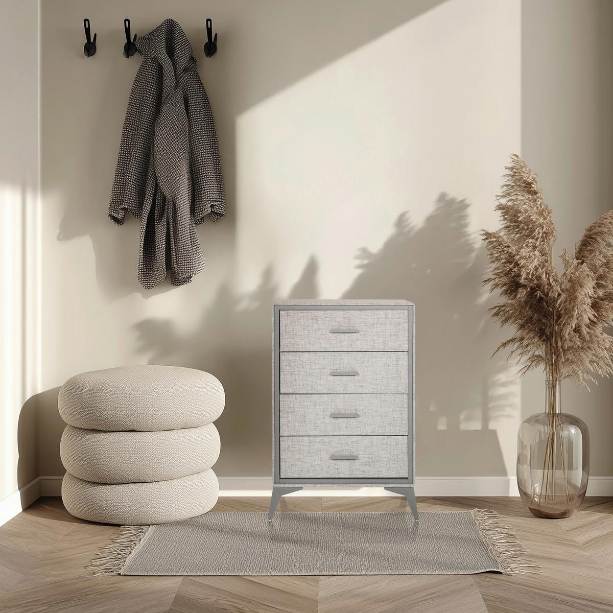 Komoda Skuffy, Siva - siva, Moderno, kovina/tekstil (60/90/35,5cm) - MID.YOU