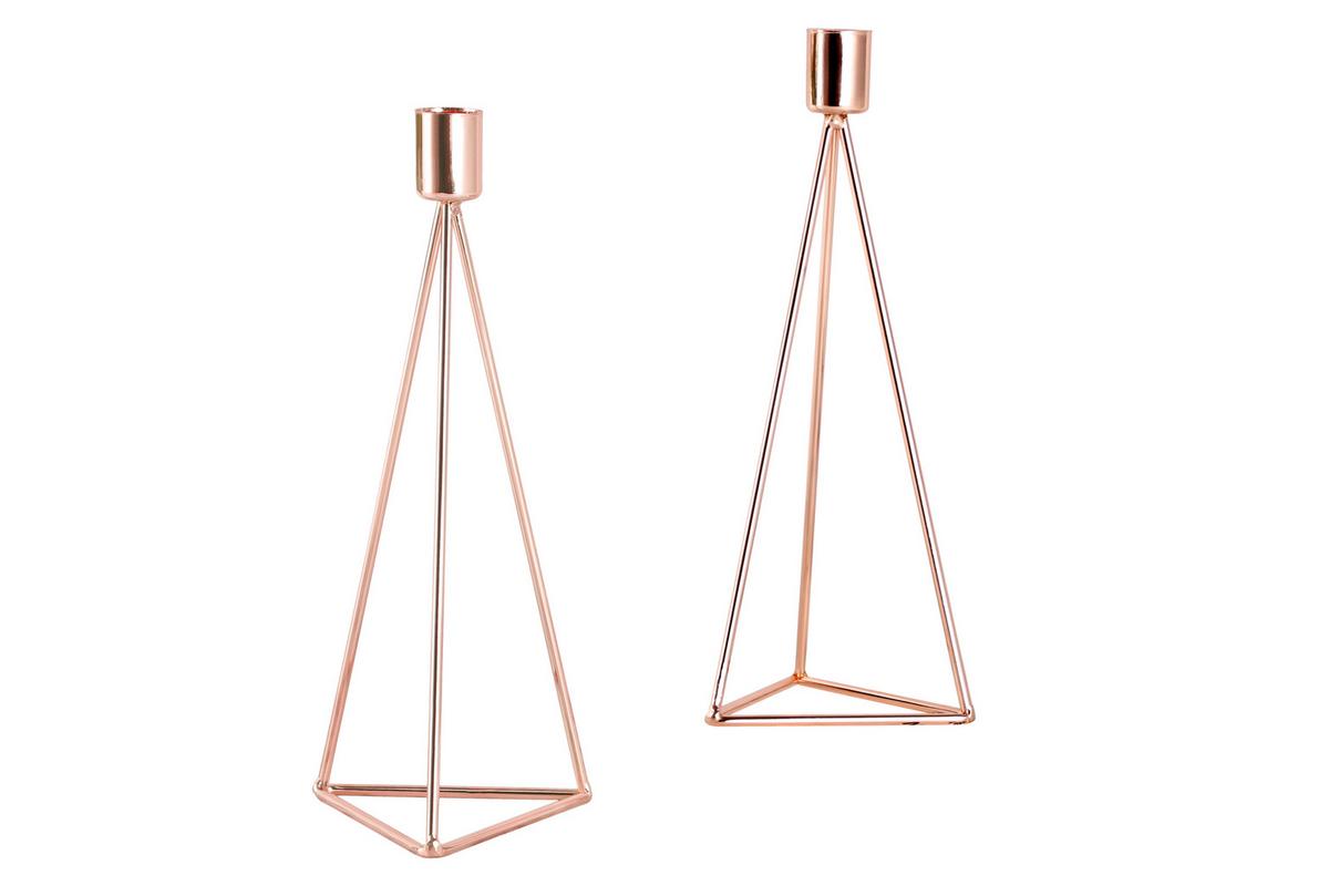Kerzenhalter-Set Retro Design Kupferfarben 2-teilig - Kupferfarben, Basics, Metall (9,5/24,2cm) - Echtwerk