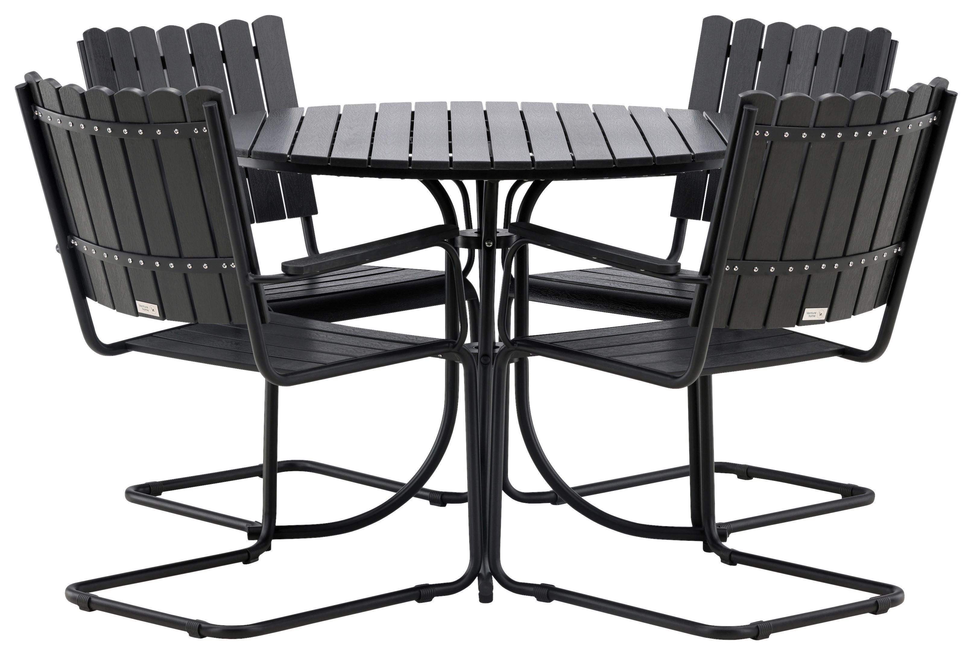 Gartentischgruppe Holmsund Schwarz - Schwarz, KONVENTIONELL, Metall - Gardenson