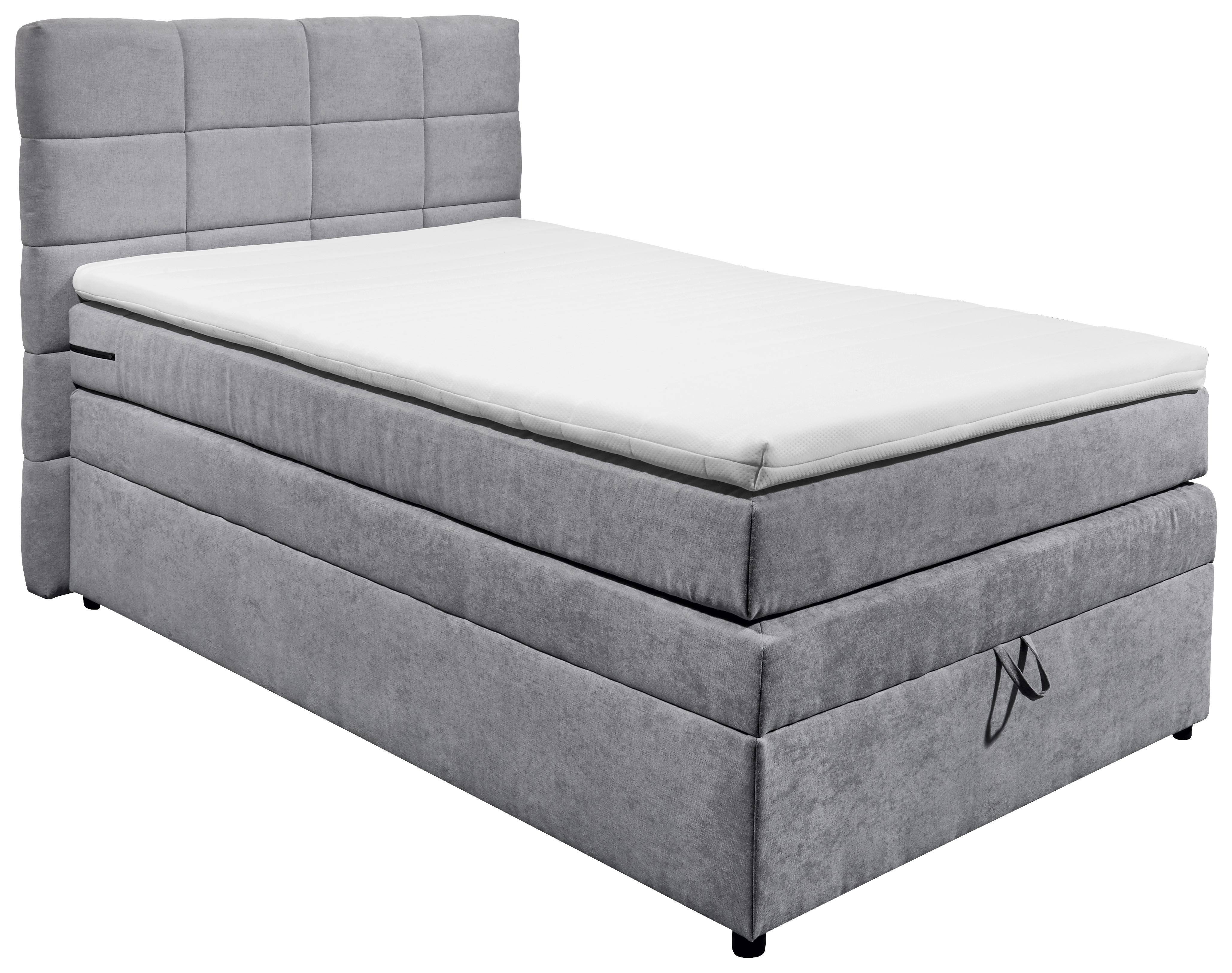 Boxspringbett Tacoma 3 inkl. Topper ca. 120x200 cm Hellgrau - Hellgrau, KONVENTIONELL, Kunststoff (120/200cm) - MID.YOU