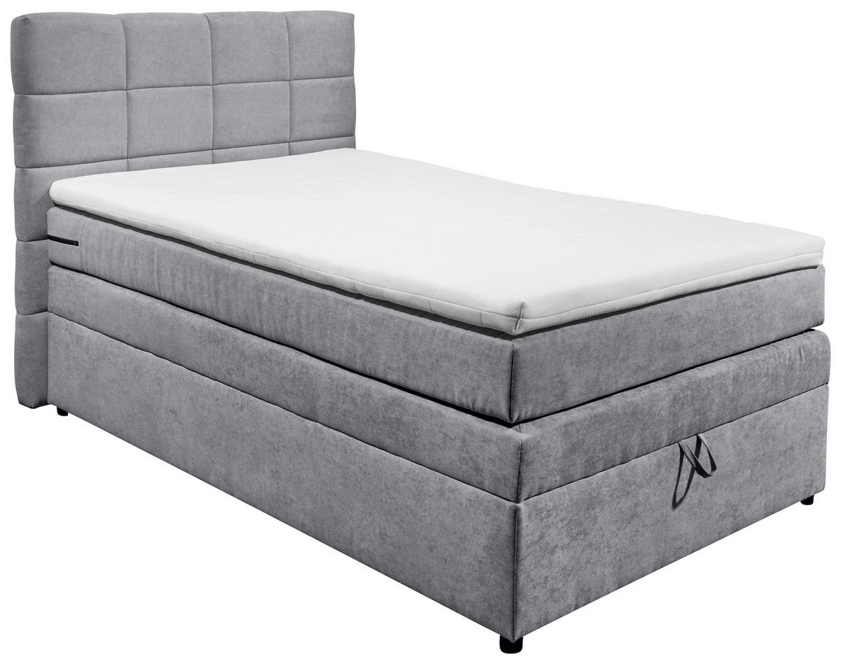 Boxspringbett Tacoma 3 inkl. Topper ca. 120x200 cm Hellgrau - Hellgrau, KONVENTIONELL, Kunststoff (120/200cm) - MID.YOU