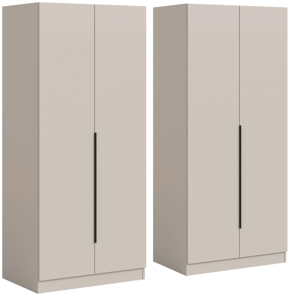 Drehtürnschrank KOPENHAGEN Kaschmir - Kaschmir/Schwarz, MODERN, Holzwerkstoff/Kunststoff (160/181/52cm) - Livetastic