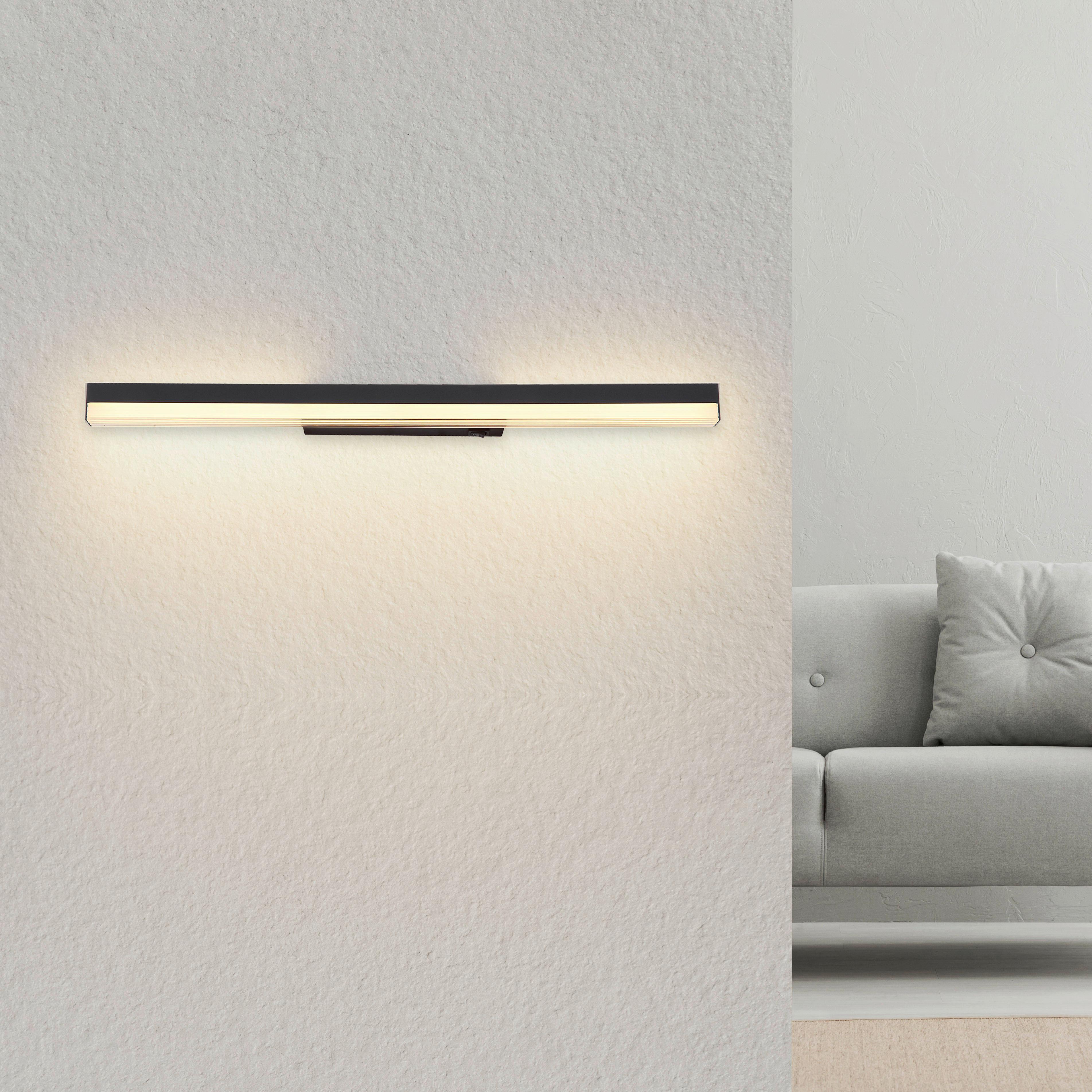 LED-Wandleuchte Sallo Opal/Schwarz max. 12 Watt - Opal/Schwarz, Basics, Kunststoff/Metall (60/6/4cm) - Globo