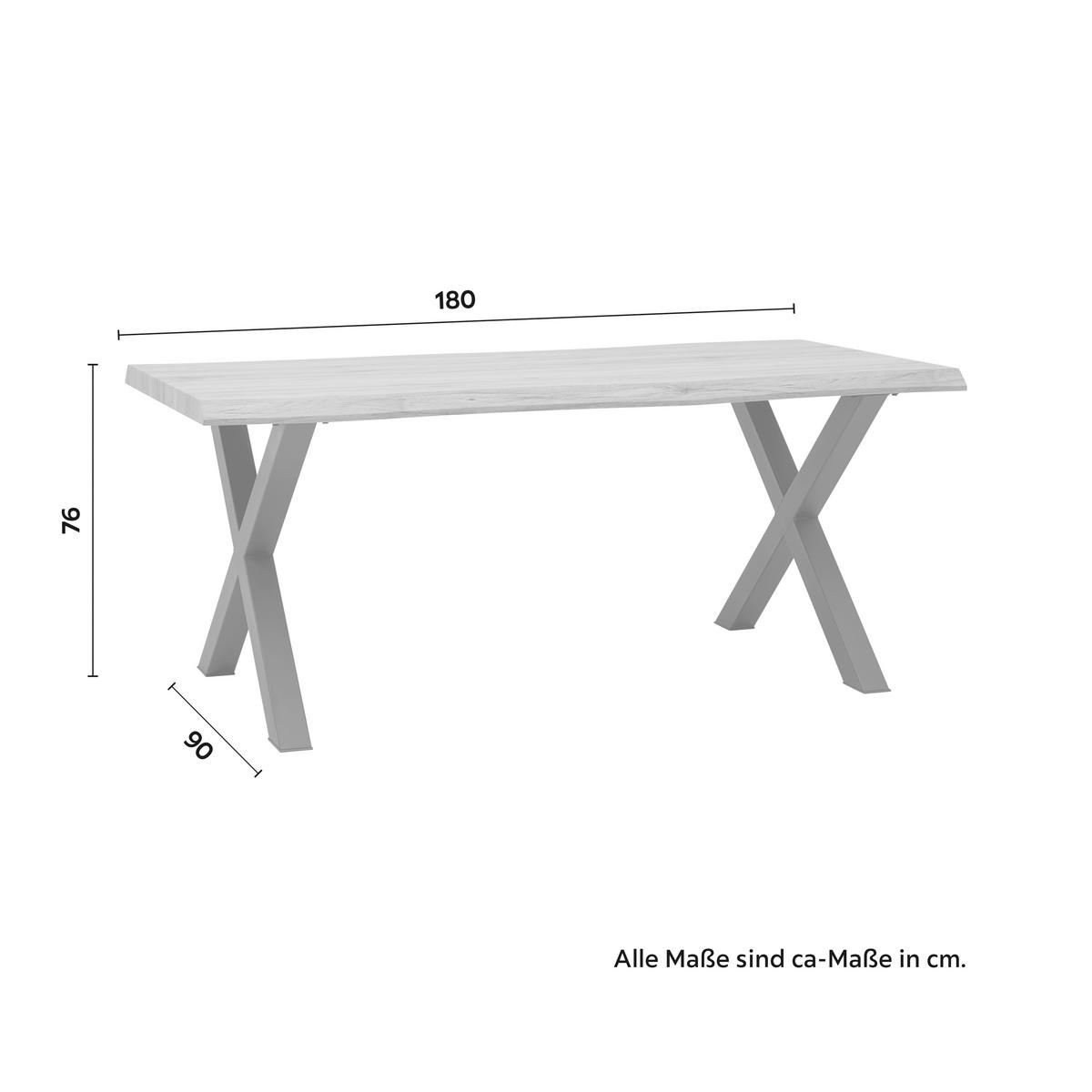 Masă RICO - culoare lemn stejar/negru, Modern, lemn/metal (180/76/90cm) - Bessagi Home