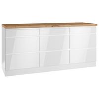 Küchenunterschrank Monza ca. 180x86 cm Weiß/Eiche - Weiß Hochglanz/Eiche Wotan, LIFESTYLE, Holzwerkstoff (180/86/60cm) - Held