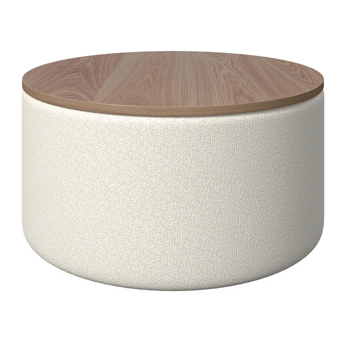 Couchtisch mit Stauraum Elliot Bouclé Weiß - Naturfarben/Weiß, MODERN, Holz/Holzwerkstoff (70/35cm) - Bessagi Home