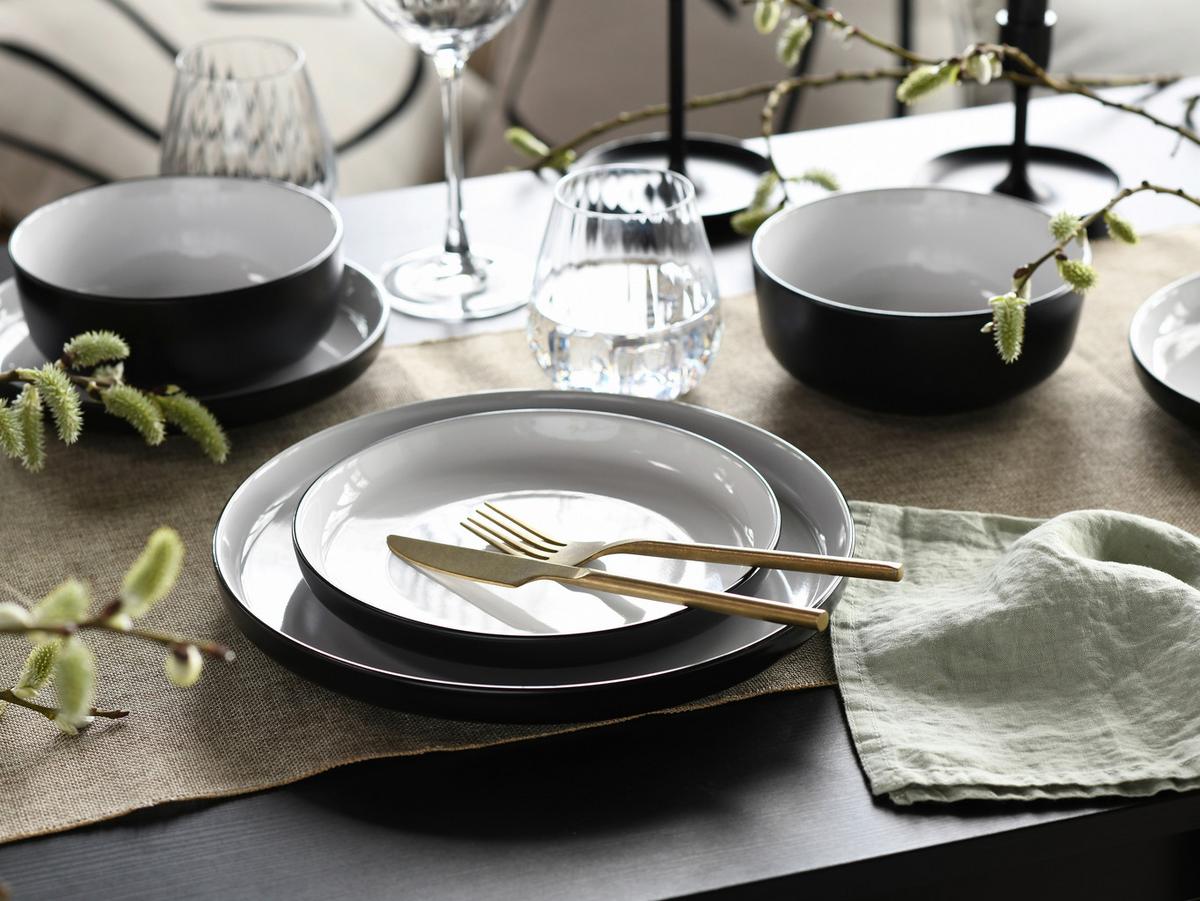 Jedilni Servis Nordic Cool Black, 12-Delni - črna/sivobela, Basics, keramika - Creatable