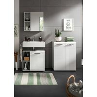 Badezimmer-Set COPA 3-teilig, Grau/Weiß Hochglanz - Chromfarben/Weiß Hochglanz, MODERN, Holzwerkstoff/Kunststoff (120cm) - MID.YOU