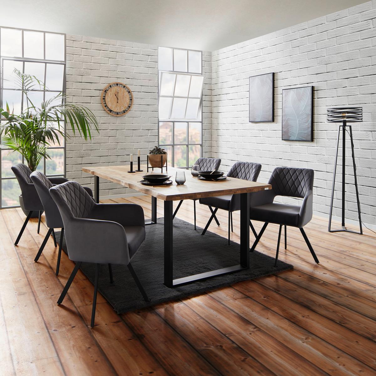 Masă WOOD 220 - culoare natur/negru, Konventionell, lemn/metal (220/75/100cm) - James Wood