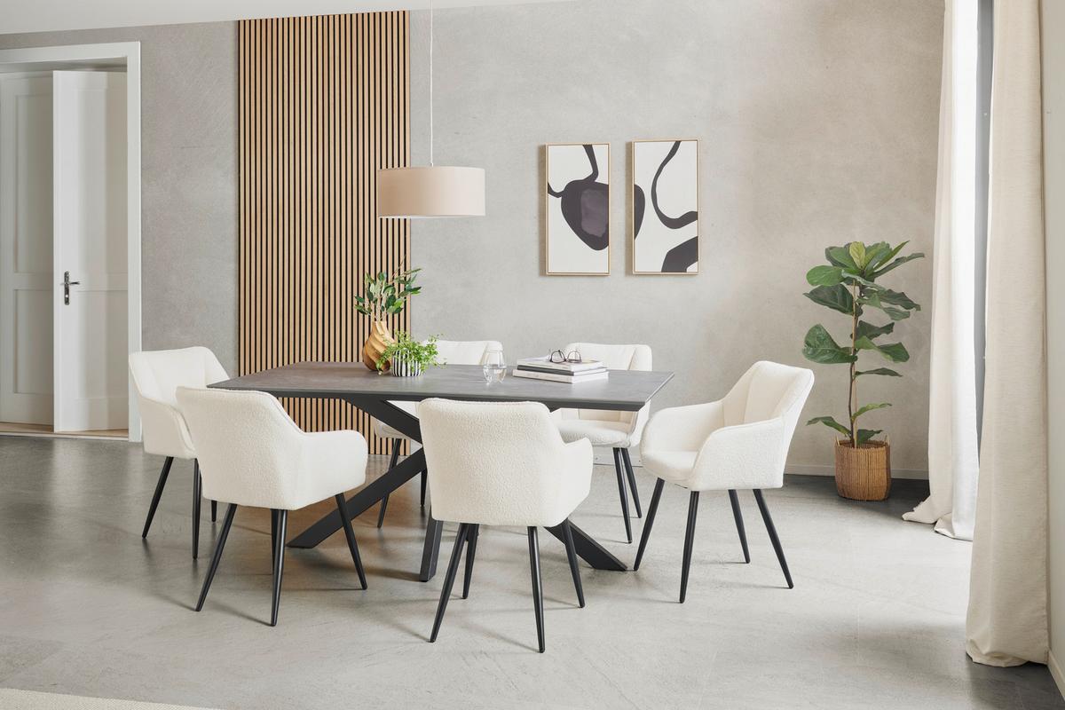 Jedilna Miza Steve, Črna, Keramična Plošča, 180x90 - črna, Moderno, kovina/leseni material (180/76/90cm)