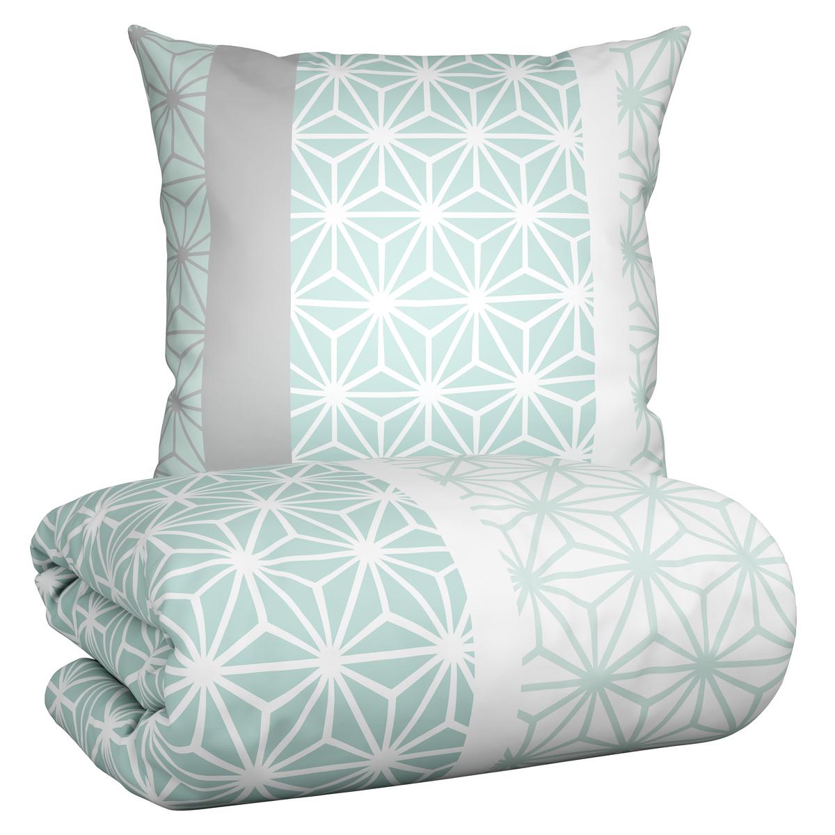 Bettwäsche Selma in Mint ca. 135x200cm - Gelb/Weiß, KONVENTIONELL, Textil (135/200cm) - Based