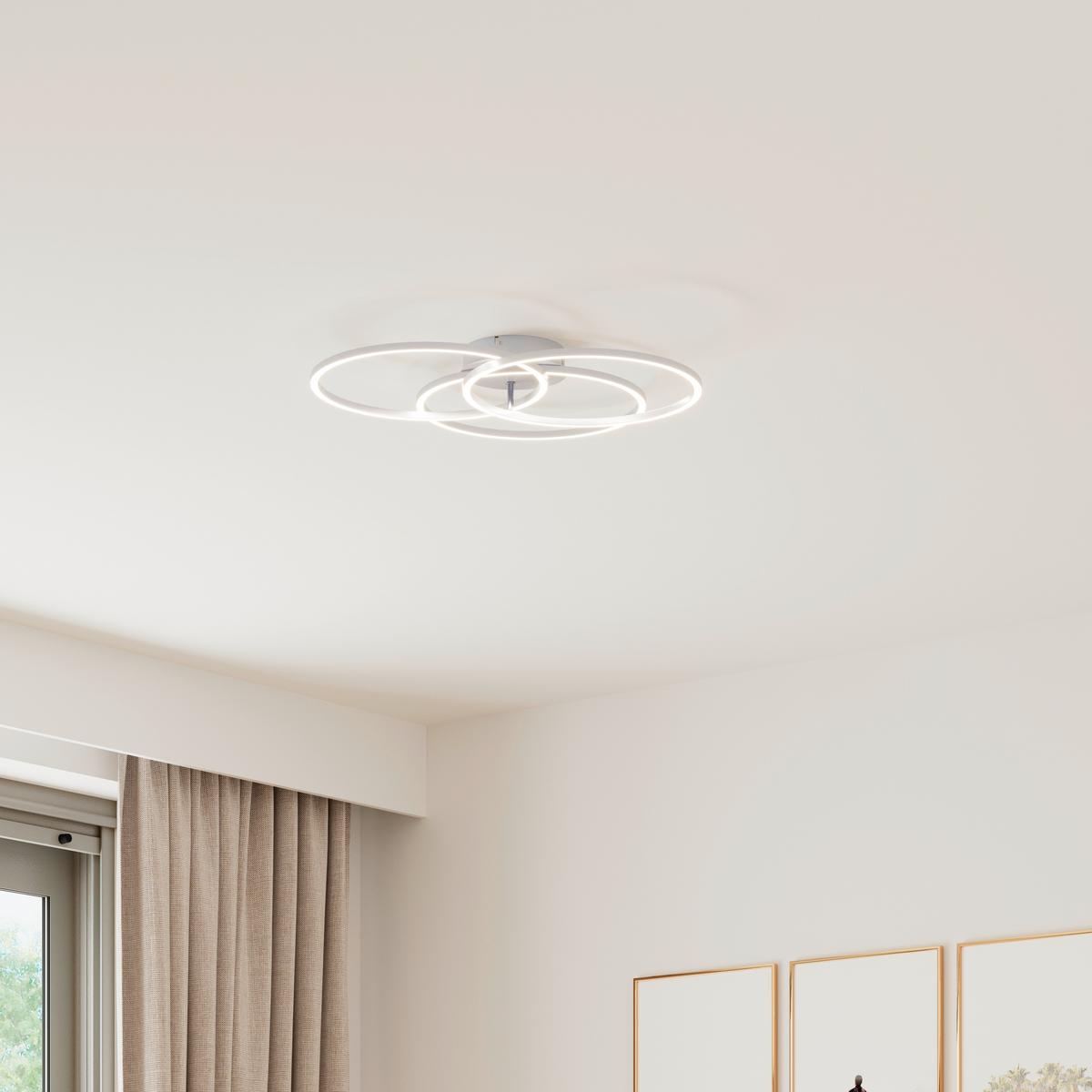 LAMPA SUFITOWA LED FONTANA *SBN* - kolor aluminiowy, Design, tworzywo sztuczne/metal (71/52/9cm) - Novel