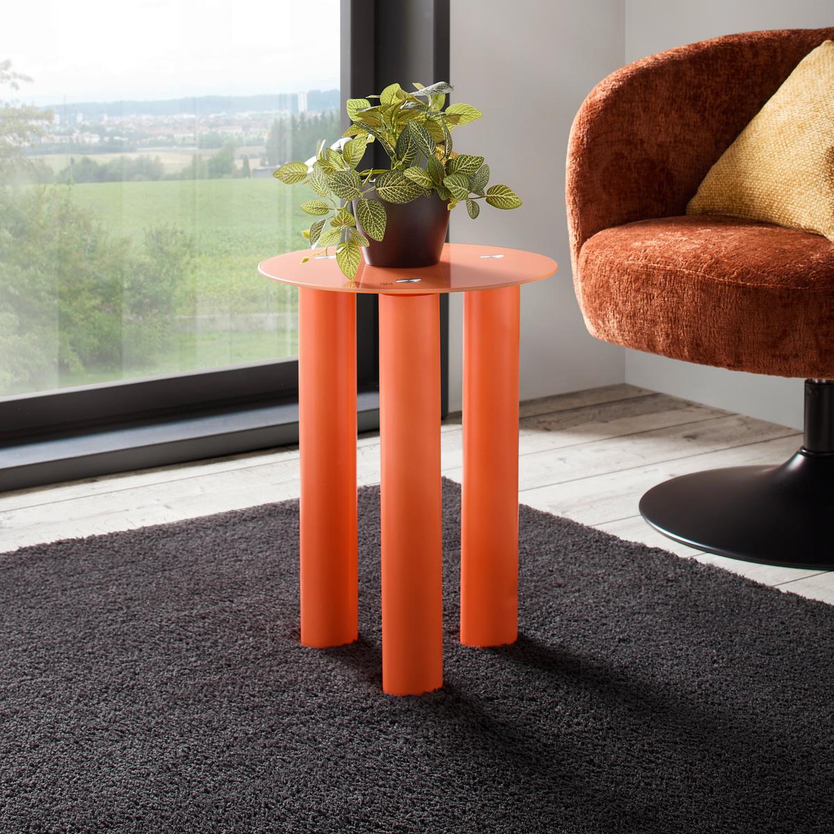 Kisasztal Largo - narancs, Lifestyle, Üveg/fa (35/47/35cm) - Premium Living