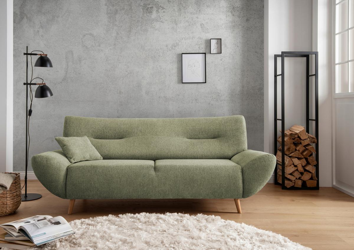 3-Sitzer-Sofa Drago Grün Chenille - Wildeiche/Grün, MODERN, Holz/Textil (205/81/90cm) - MID.YOU