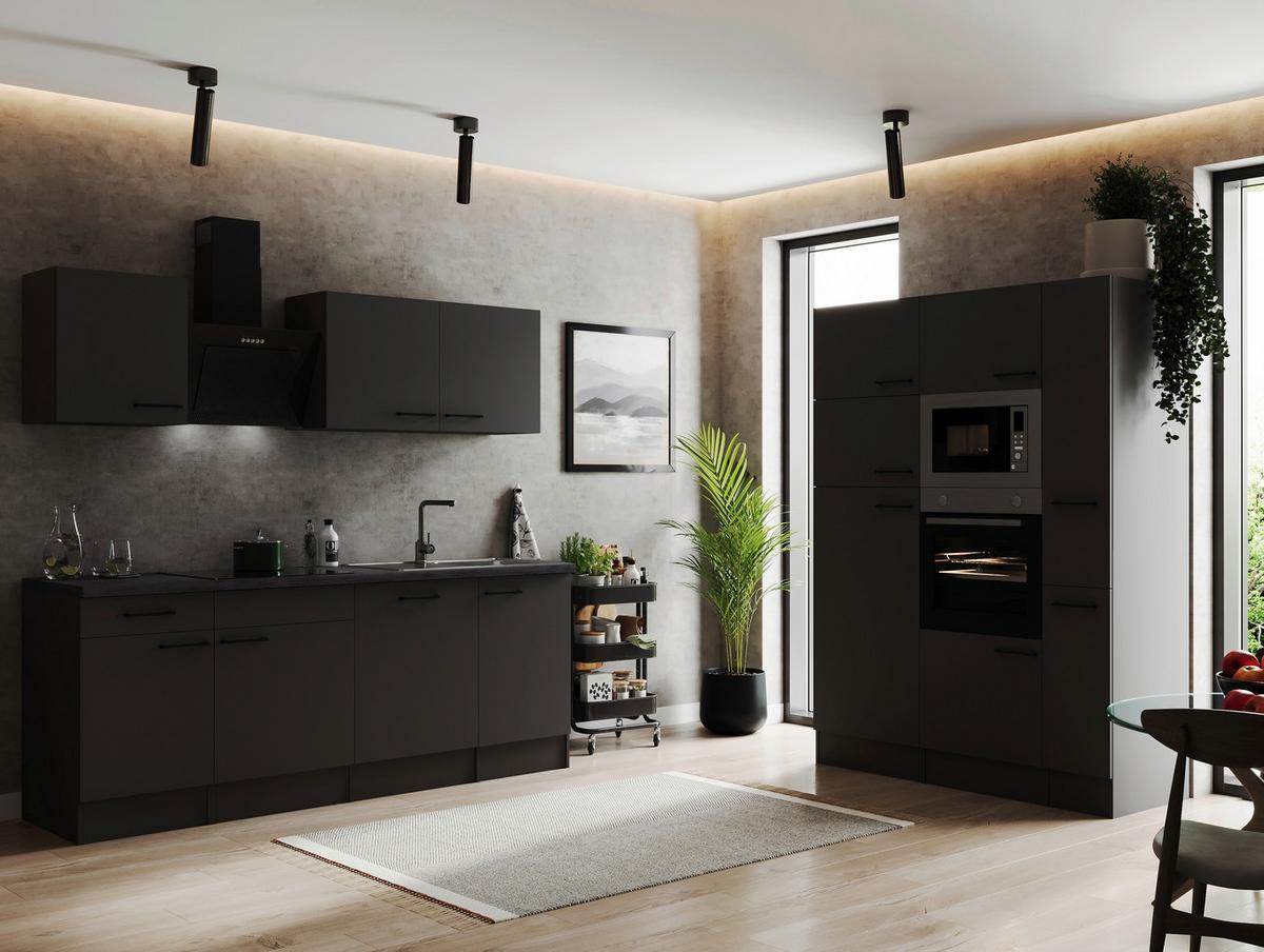 Kuhinjski Blok Z Aparati Oliver, 370cm - temno siva/črna, Design, kovina/leseni material (370cm) - Respekta