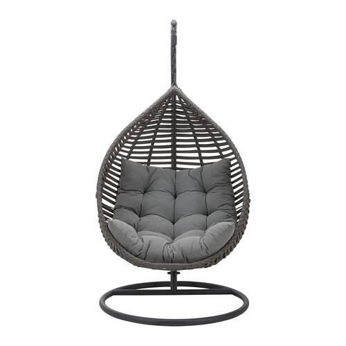 Hängesessel Nancy Dunkelgrau Metall/Kunststoff/Outdoorstoff - Dunkelgrau/Schwarz, MODERN, Kunststoff/Textil (105/196/120cm) - Bessagi Garden