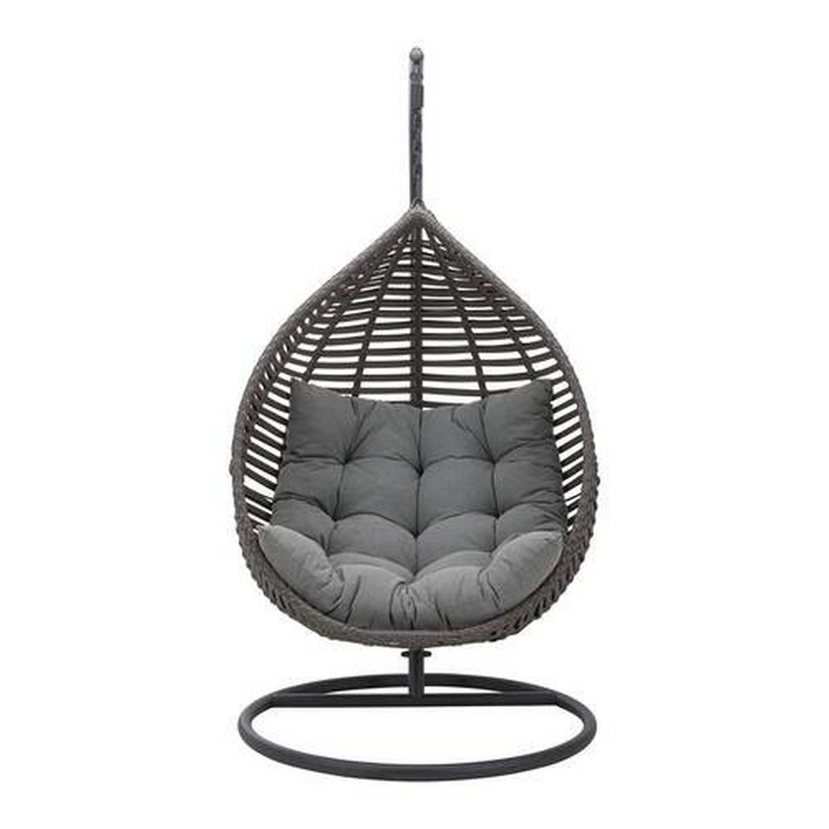 Fotoliu suspendat Nancy - gri închis/negru, Modern, plastic/metal (105/196/120cm) - Bessagi Garden