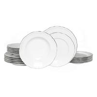 Jedilni Servis Maria Theresia Platin, 18-Delni - platinaste barve/bela, Basics, keramika - Creatable