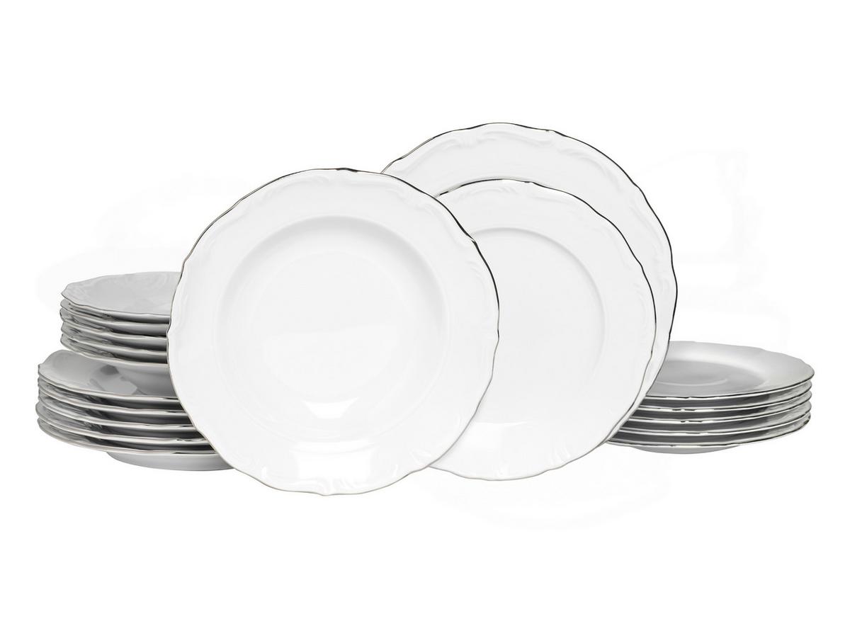 Jedilni Servis Maria Theresia Platin, 18-Delni - platinaste barve/bela, Basics, keramika - Creatable