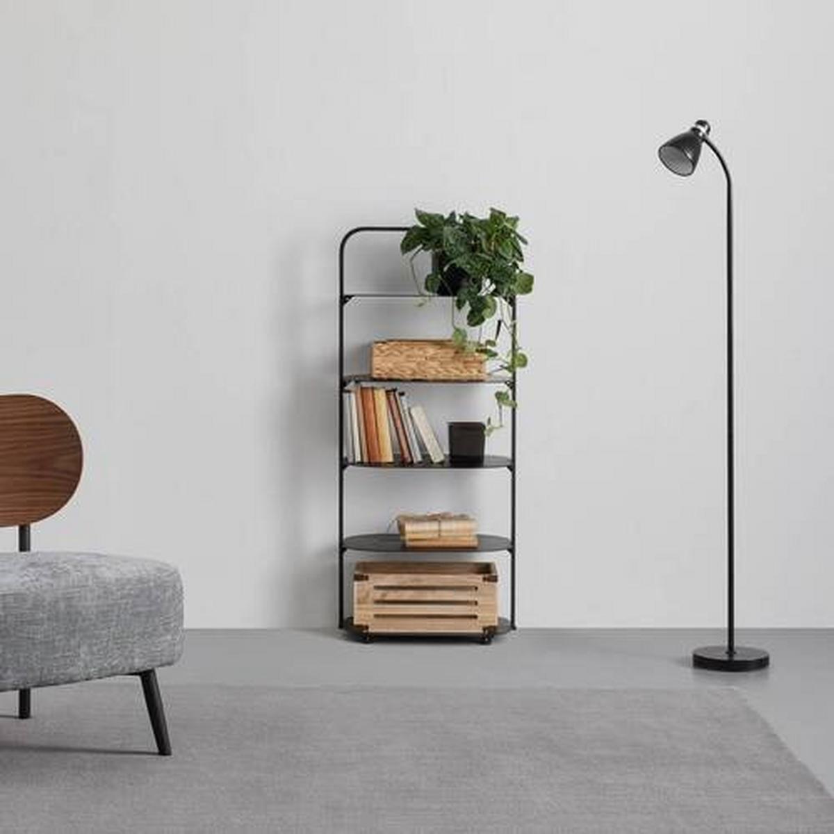 Regal Levit in Schwarz - Schwarz, MODERN, Kunststoff/Metall (47/109/35cm) - Premium Living