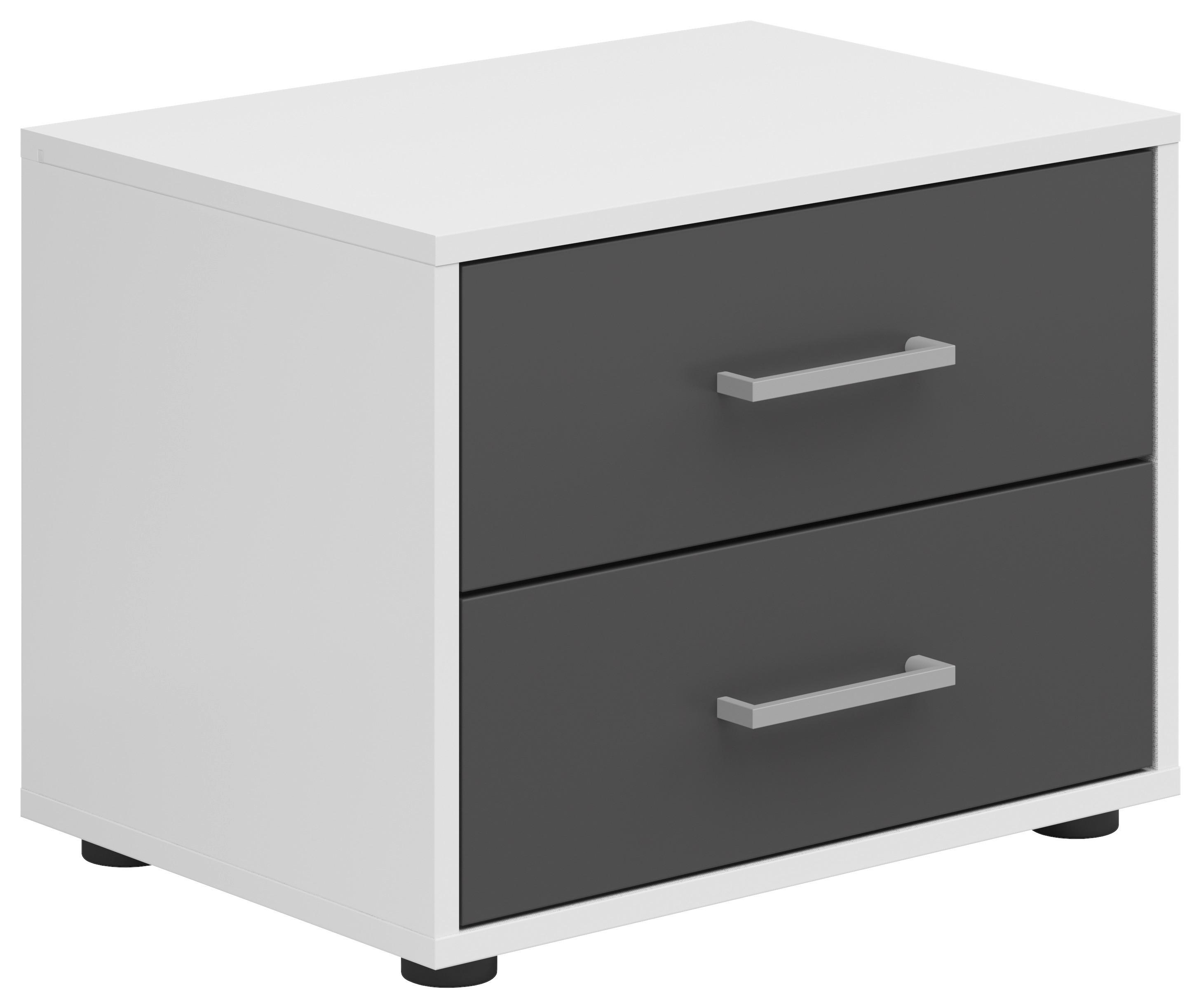 Noćni Ormarić Smart 2 - bijela/sivo-bijela, Basics, drvni materijal/plastika (50/38/35cm) - Modern Living
