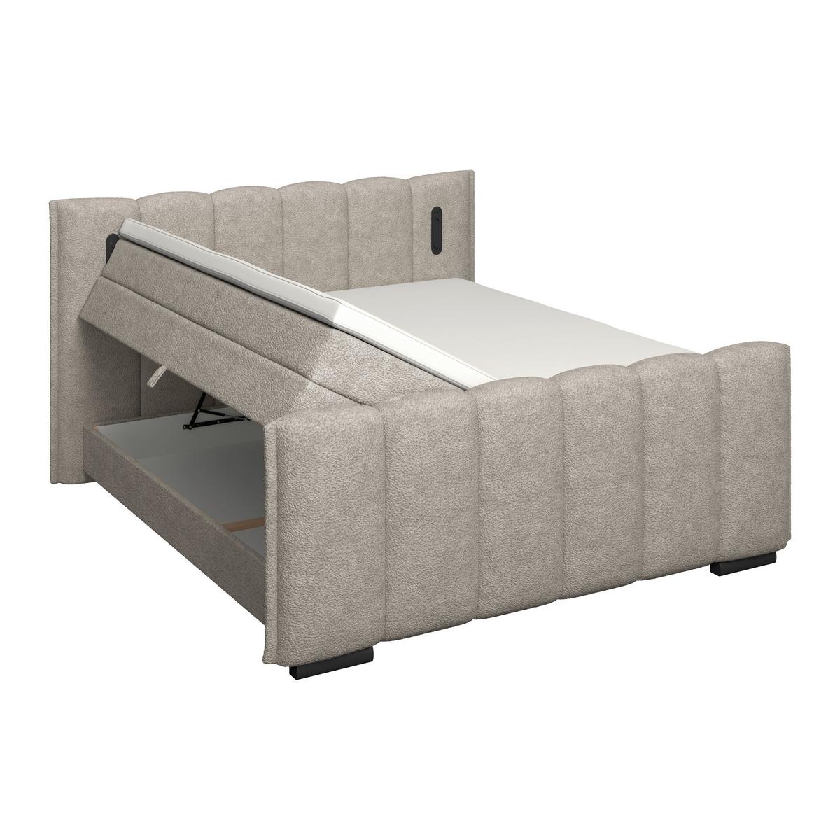 Boxspring Krevet Elysia - prirodne boje/crna, Trend, drvni materijal/drvo (160/220cm) - Premium Living