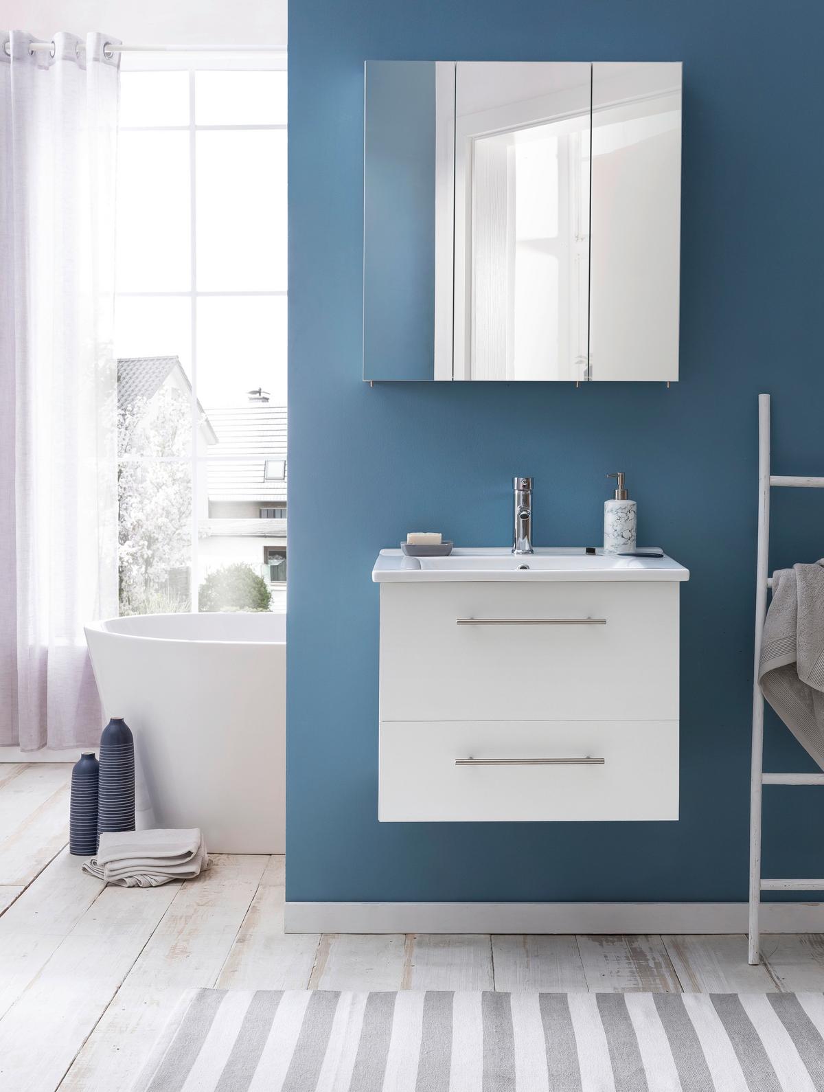 Spiegelschrank Basic 800 Weiß 3-türig - Silberfarben, MODERN, Glas/Holzwerkstoff (80/70,7/16cm) - MID.YOU