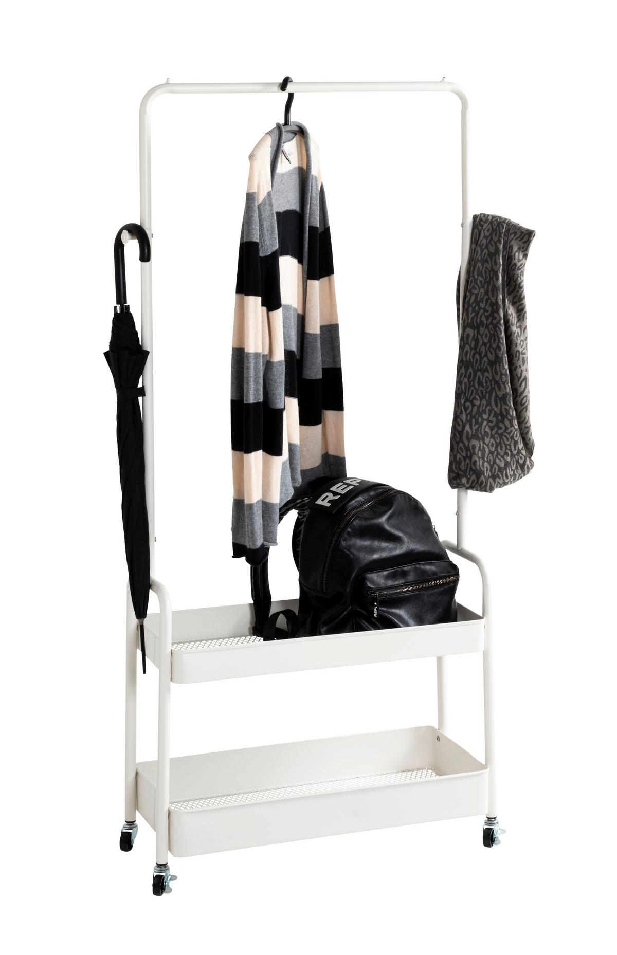 Kleiderwagen Steve - SB- Weiß - Weiß, MODERN, Kunststoff/Metall (85/155/31cm) - Mömax