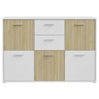 Komoda Quadro 2, Bela, Barva Hrasta - barve hrasta/bela, Moderno, leseni material (138,2/95,1/40cm) - Mömax