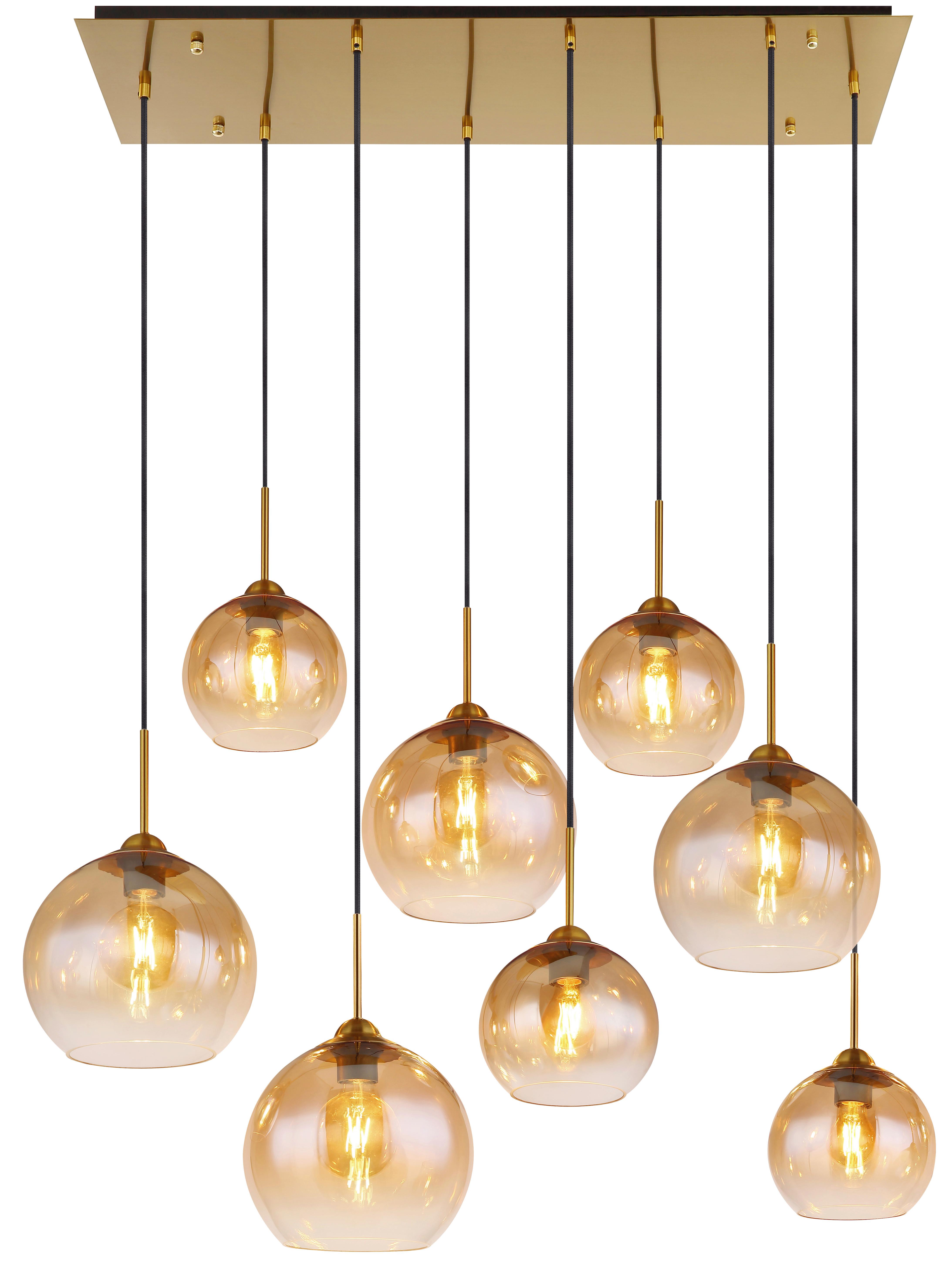 Hängeleuchte Jamessa Messingfarben max. 60 Watt - Klar/Messingfarben, Design, Glas/Metall (106/46/150cm) - Globo