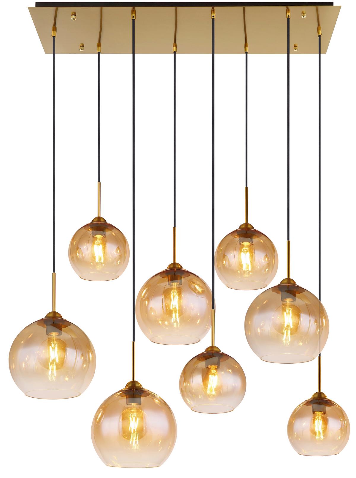 Hängeleuchte Jamessa Messingfarben max. 60 Watt - Klar/Messingfarben, Design, Glas/Metall (106/46/150cm) - Globo