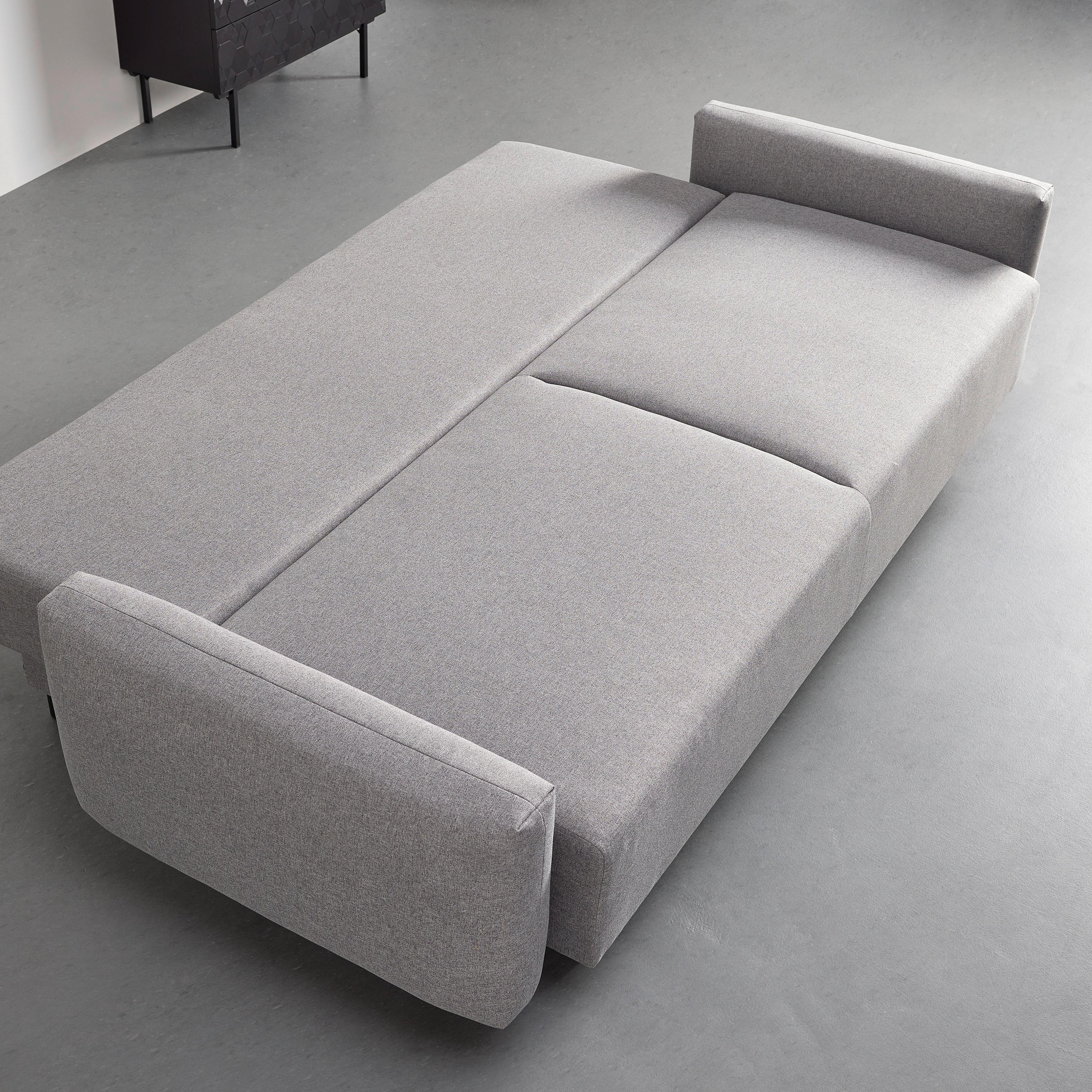 Sofa mit Schlaffunktion grau, "Luisa", Federkern - Schwarz/Grau, Modern, Holz/Textil (242/95/95cm) - Bessagi Home