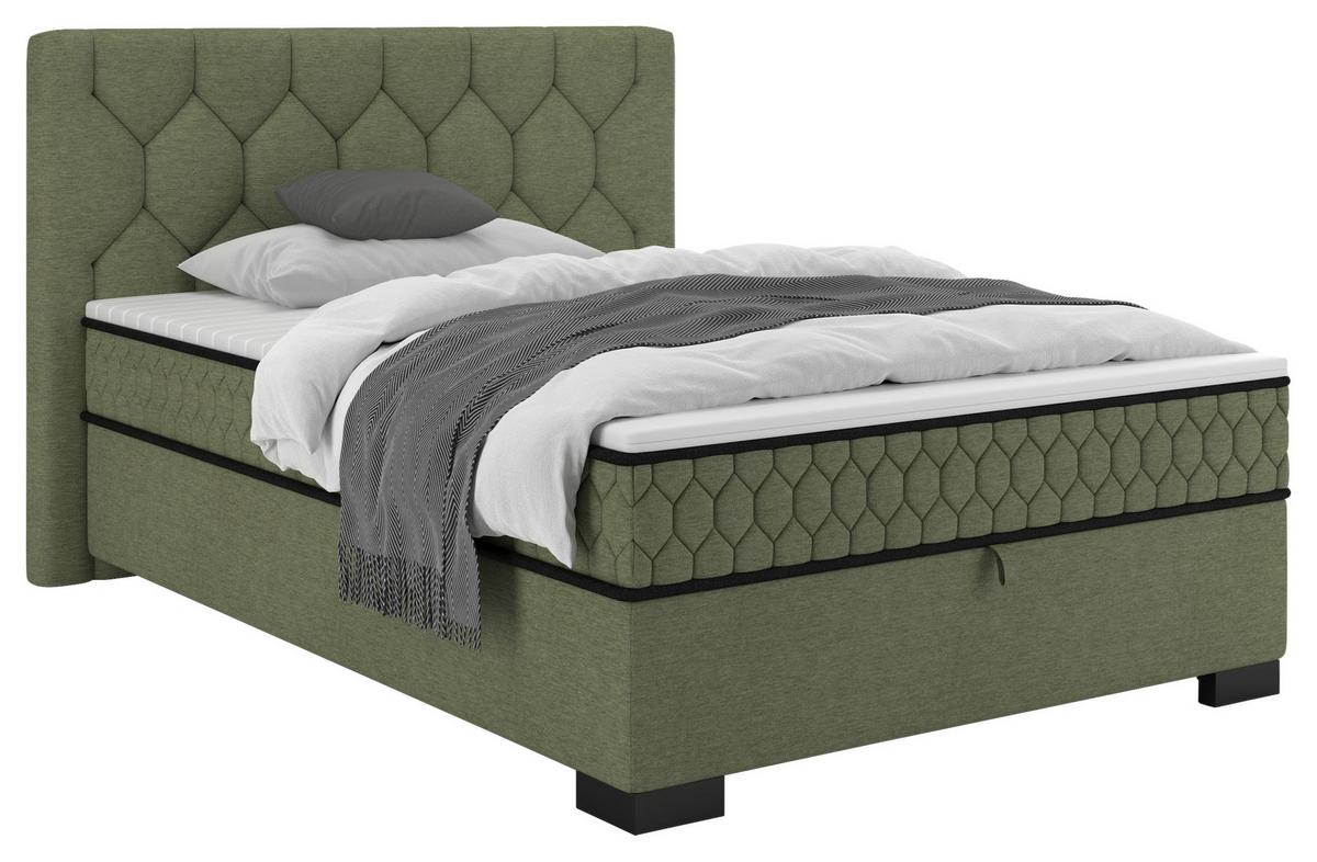 Boxbett Maya D Olivgrün ca. 140x200cm - Schwarz/Olivgrün, KONVENTIONELL, Holz/Holzwerkstoff (140/200cm) - Mömax