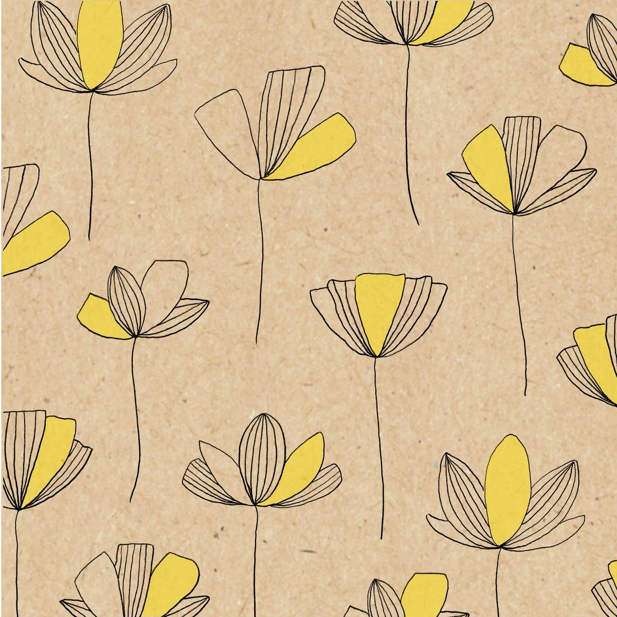 Serviette By Nature in Gelb/Schwarz/Hellbraun - Hellbraun/Gelb, MODERN, Papier (33/33cm)