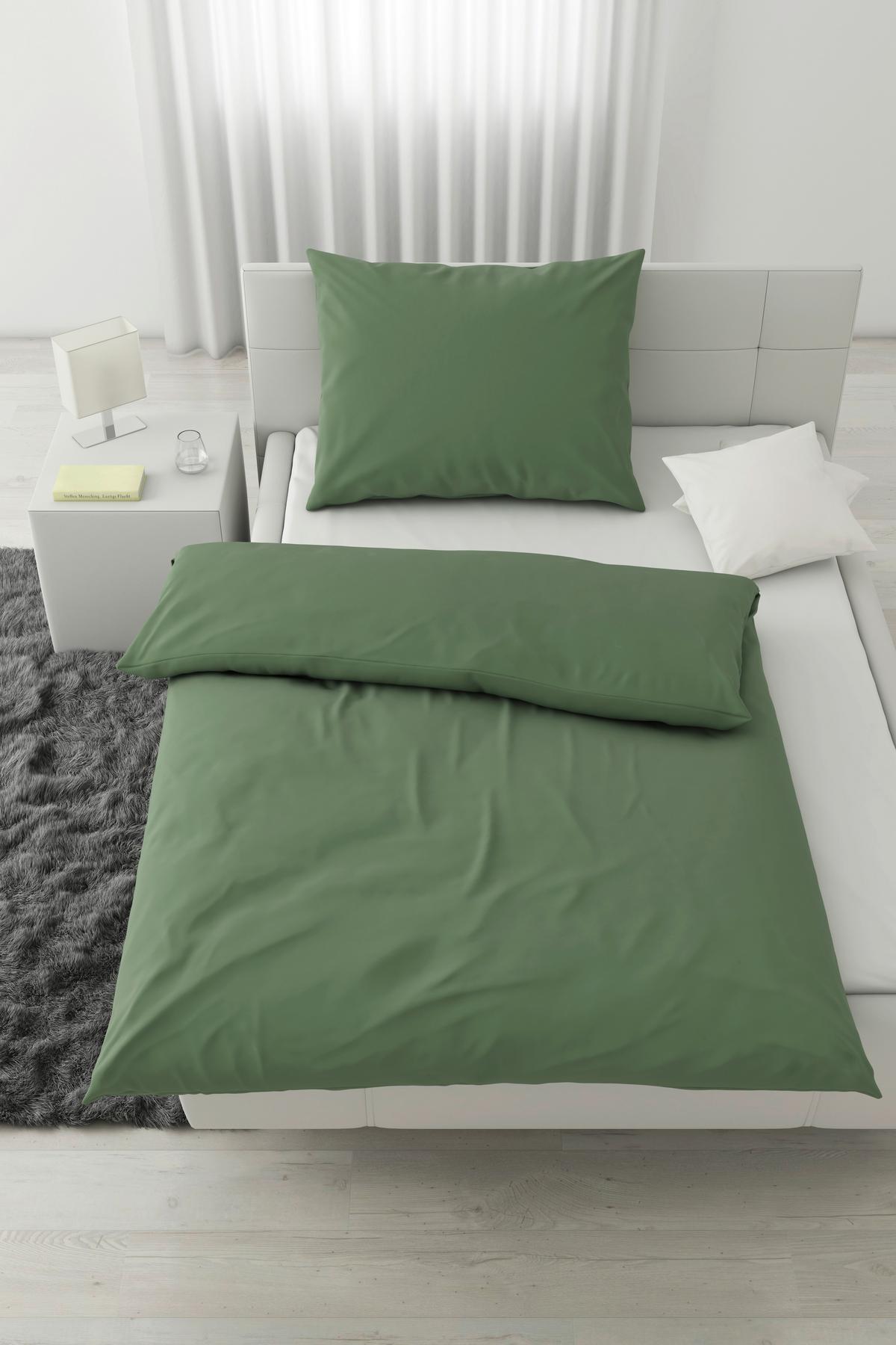 Bettwäsche Stone Washed Uni ca. 140x200cm - Jadegrün, ROMANTIK / LANDHAUS, Textil (140/200cm) - Mömax
