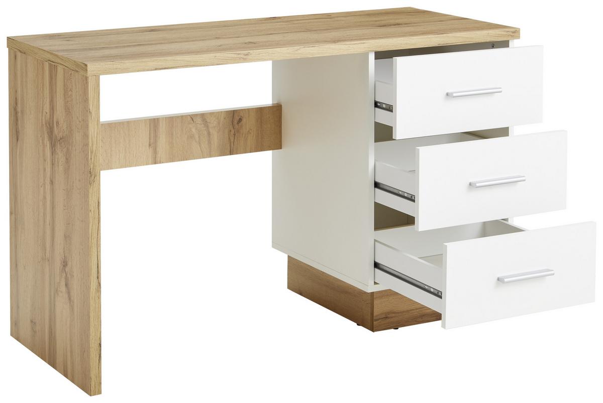 BIURKO KIMI   -HOM IN- - kolor dębowy/biały, Modern, materiał drewnopochodny/tworzywo sztuczne (120/50/75cm) - Hom`in