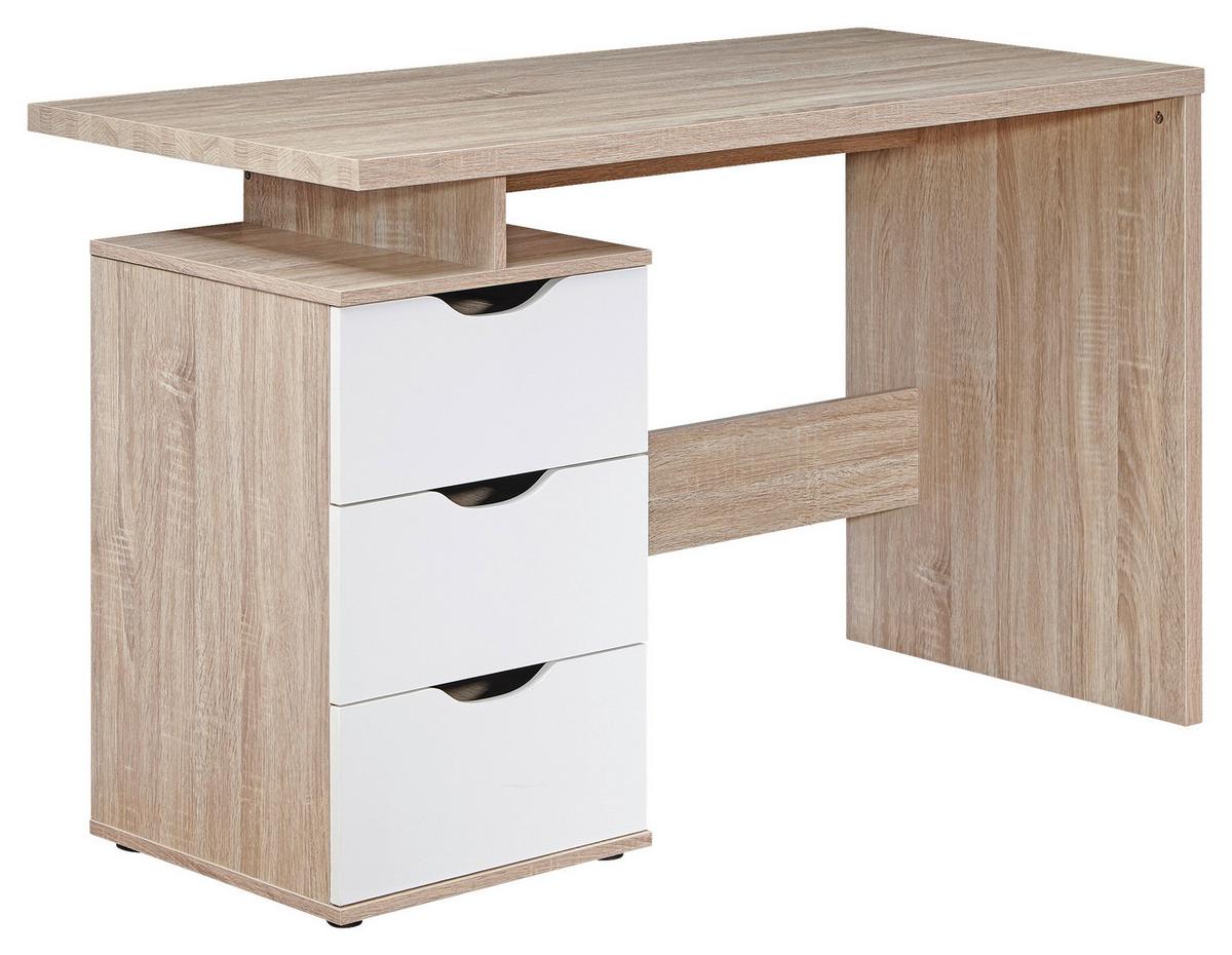 Laptoptisch Samo ca. 53x120x76 cm Weiß/Eiche - Sonoma Eiche, MODERN (53/120/76cm) - MID.YOU