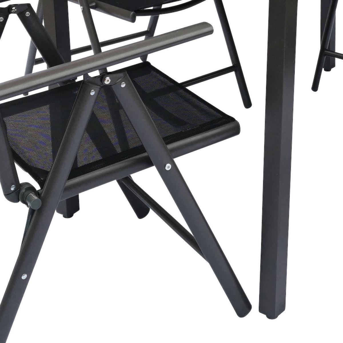 Gartengarnitur 5-tlg. Schwarz - Schwarz, Basics, Metall - Gardenson