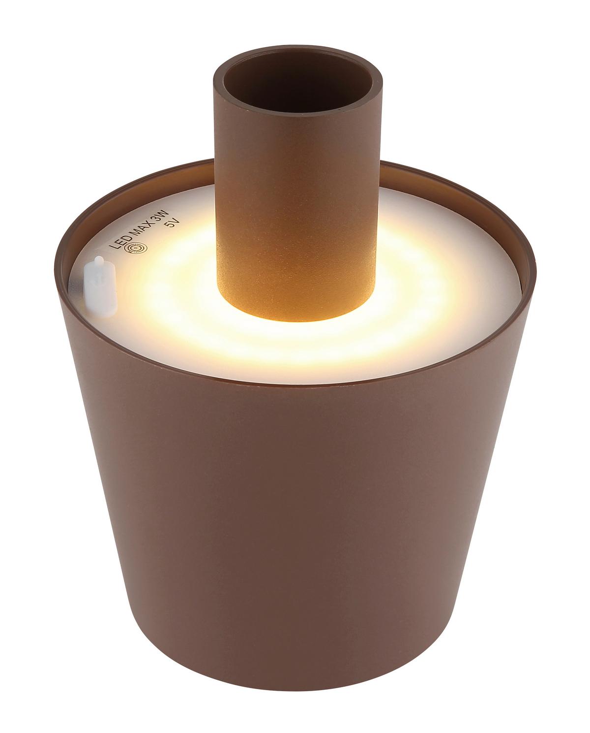 Akku-Tischleuchte Vannie Braun max. 3 Watt - Weiss/Braun, Trend, Kunststoff/Metall (10,6/13cm) - Globo