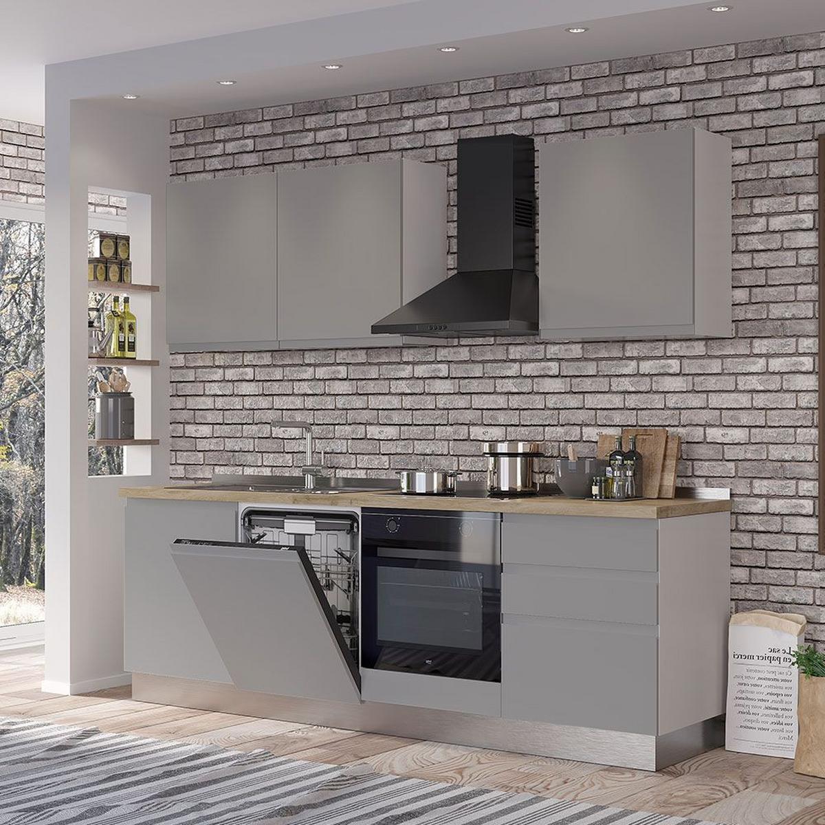 Blok Kuhinja S Aparatima Gilda Gola - bijela/siva, Moderno, drvni materijal/drvo (240/216/60cm) - Modern Living