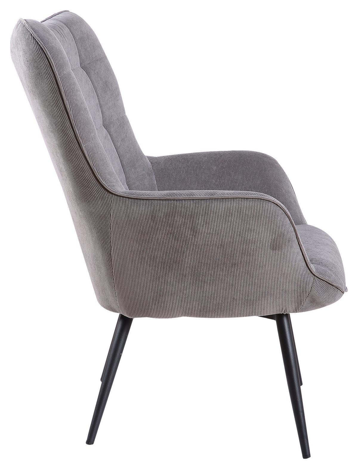 Sessel Uta Grau Cord - Schwarz/Grau, MODERN, Holzwerkstoff/Textil (72/97/80cm) - MID.YOU