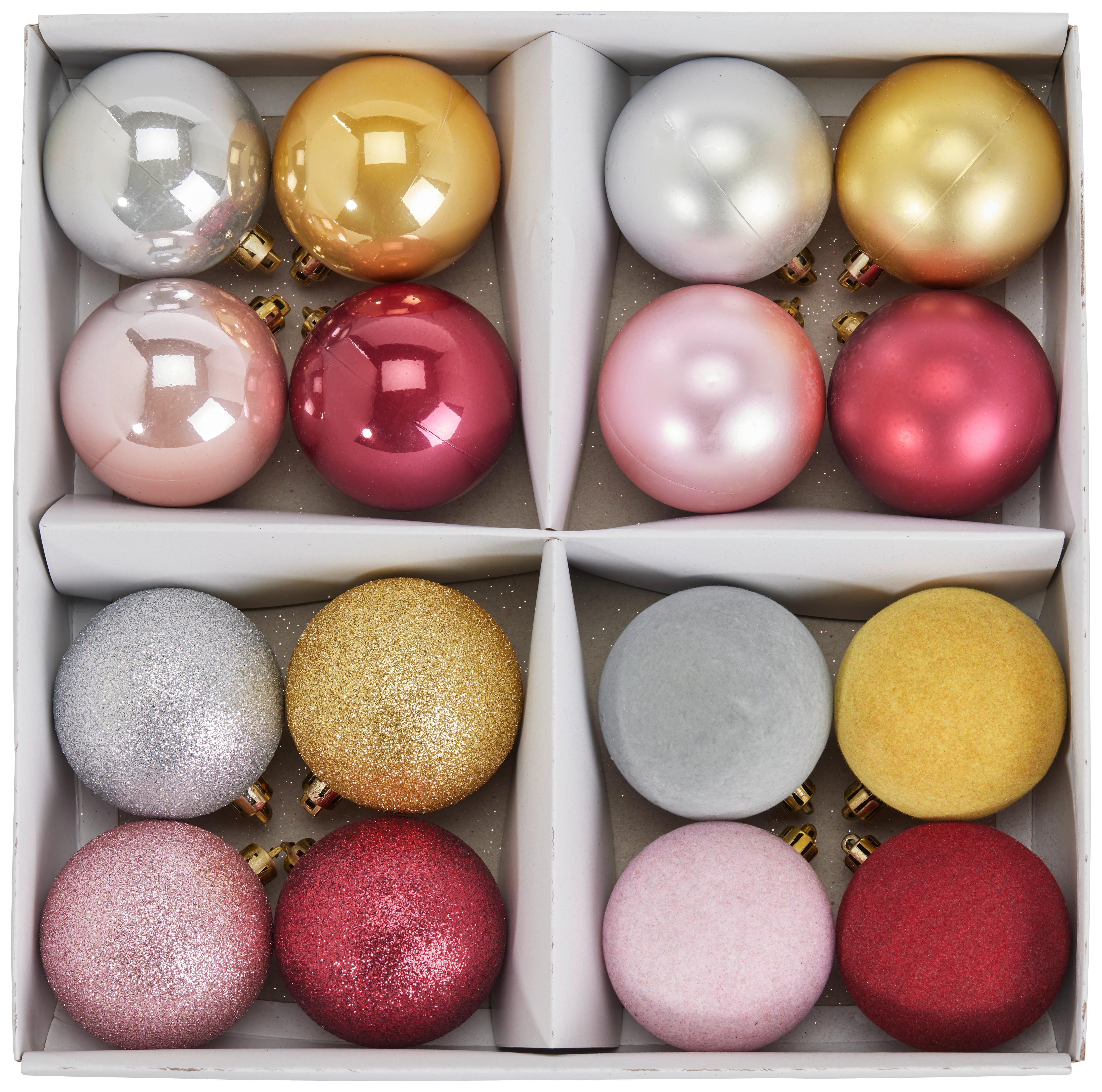 Christbaumkugel-Set Linda in diversen Farben, 16-teilig - Pink/Bordeaux, Konventionell, Kunststoff (6cm) - Modern Living