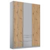 Dulap cu uși rotative ALABAMA - gri deschis/stejar Artisan, Modern, material pe bază de lemn (136/229/54cm)