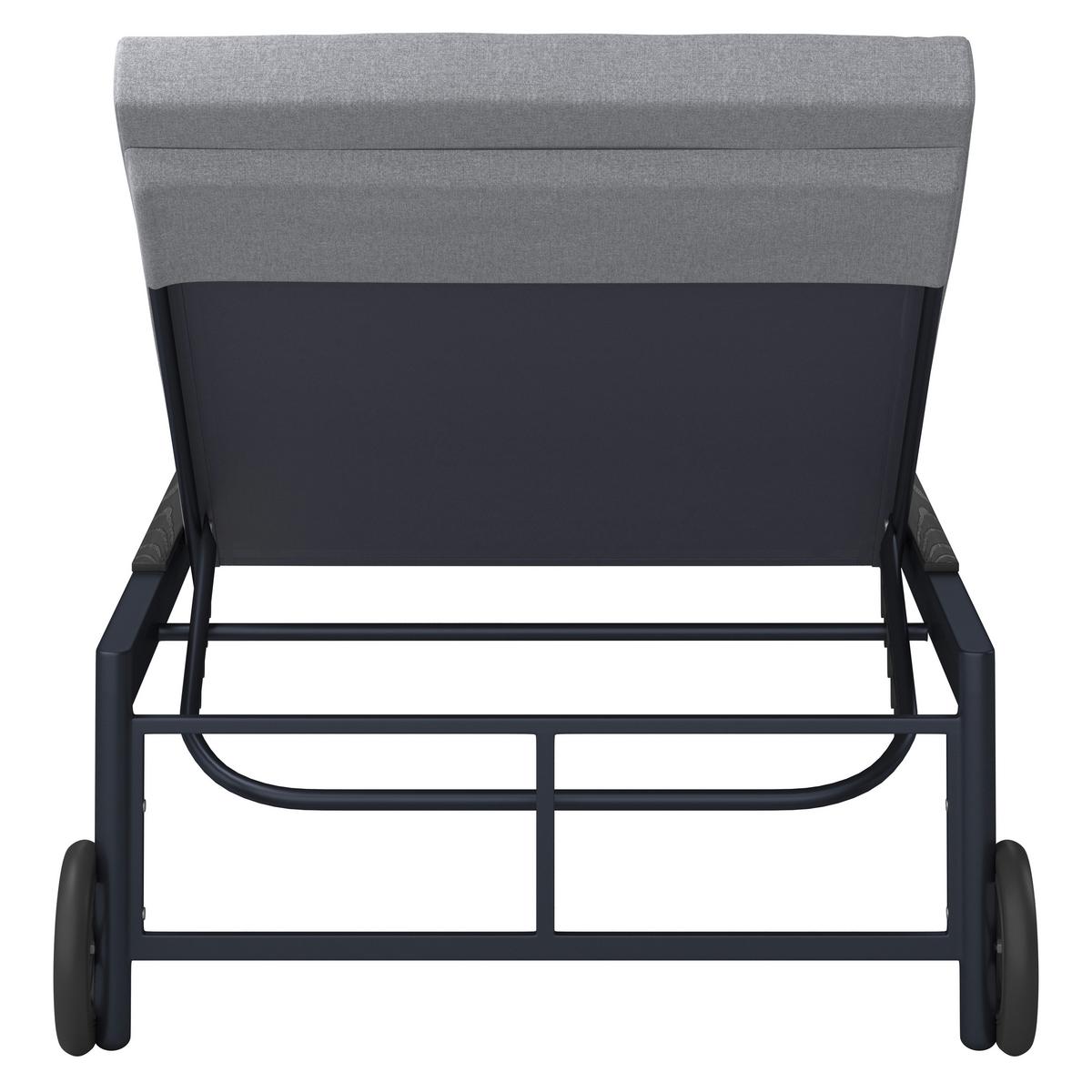 Gartenliege Fenja Hellgrau Outdoorstoff/Metall - Dunkelgrau/Hellgrau, MODERN, Kunststoff/Textil (210/65/32cm) - Bessagi Garden