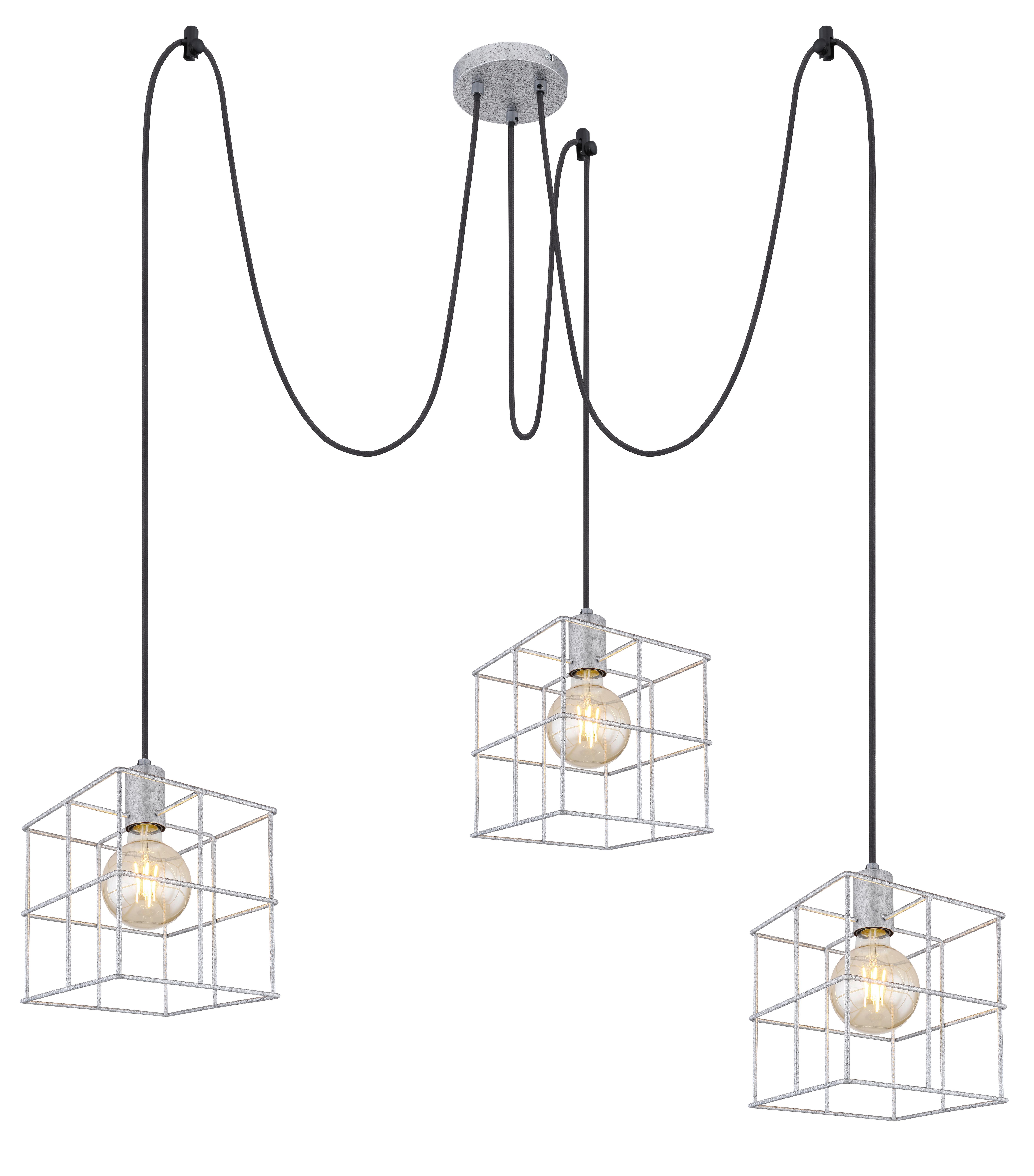 Hängeleuchte Merril Zinkfarben max. 60 Watt - Zinkfarben, Design, Metall (20/300cm) - Globo