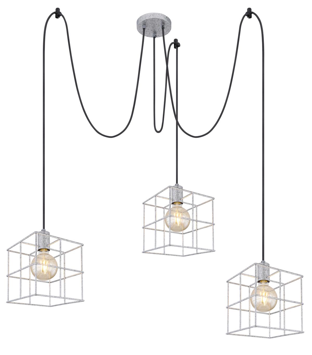 Hängeleuchte Merril Zinkfarben max. 60 Watt - Zinkfarben, Design, Metall (20/300cm) - Globo